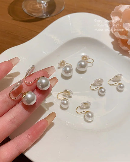 Pearl Ear Clip Fashion Without Ear Hole Earings Simple Ear Cuff Fake Piercing Fashion Jewelry Sweet Earings For Women