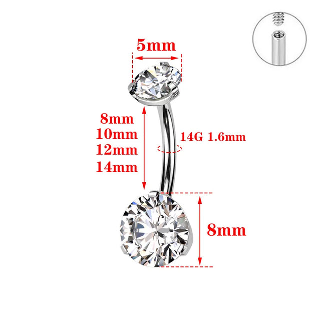 ASTM F136 Titanium Banana Bend Belly Button Rings 8mm 10mm 12mm 14mm Belly Rings Piercing Barbell Navel Ring Sexy Belly Piercing