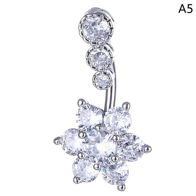 Crystal Belly Button Ring Animal Shape Belly Piercing Stainless Steel Heart Navel Curved Barbell Rings Sexy Body Jewelry
