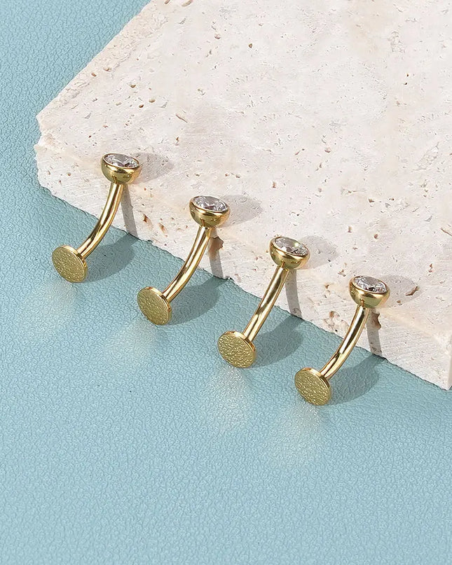 1/5PCS Titanium Curved Belly Button Rings 14G CZ Floating Belly Button Rings 10mm Navel Piercing Labret Lip Stud Women Jewelry