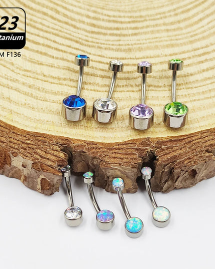 Belly Piercing Button Rings G23 Titanium Astm F136 14g Body Jewelry Internally Threaded Navel Ring Zirconia Earrings Zircon