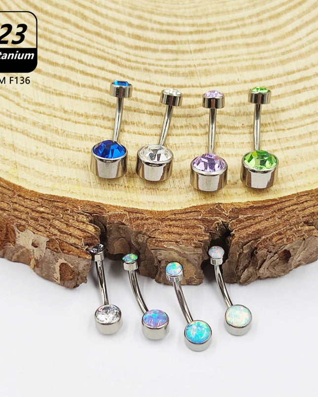 Belly Piercing Button Rings G23 Titanium Astm F136 14g Body Jewelry Internally Threaded Navel Ring Zirconia Earrings Zircon