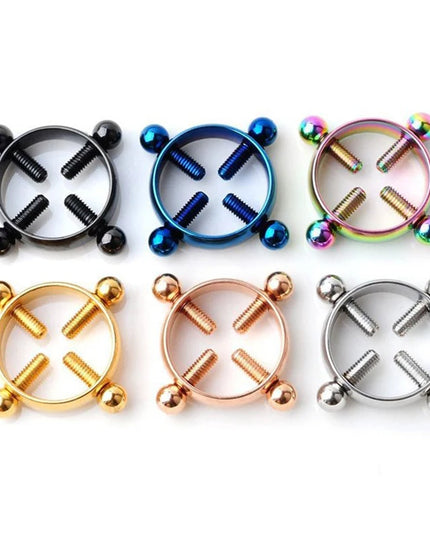 1Pc Stainless Steel Adjustable Nipple Ring For Women, Various Colors Clip On Nipple Rings Fake Nipple Piercing Jewelry.