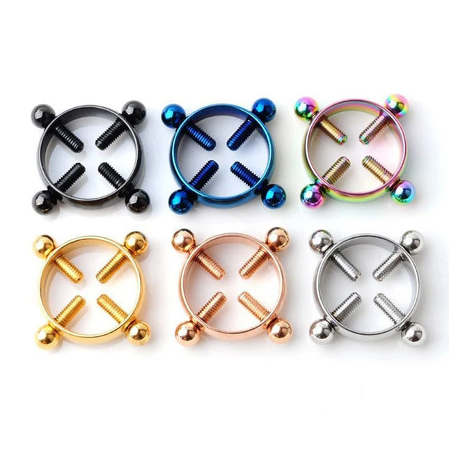 1Pc Stainless Steel Adjustable Nipple Ring For Women, Various Colors Clip On Nipple Rings Fake Nipple Piercing Jewelry.