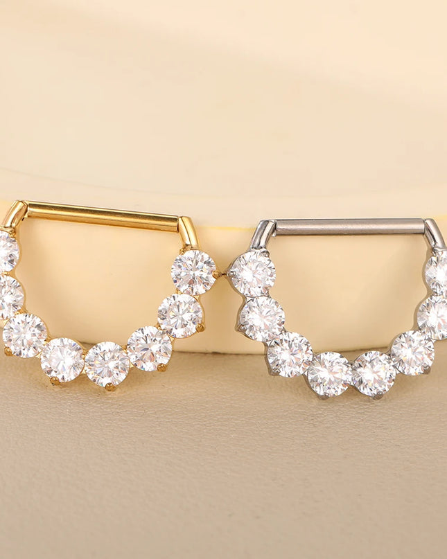 1Pc G23 Titanium CZ Zircon D Shape Nipple Piercing Ring 14G 14mm Nipple Barbell Jewelry Women Girl Nipple Shield Jewelry