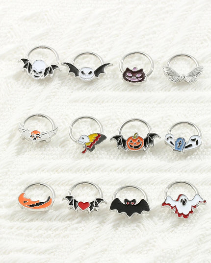 Halloween Gift Hinged Segment Nose Ring Women Ear Rings Nose Piercing Ghost Bat Ear Nose Septum Piercing Body Jewelry