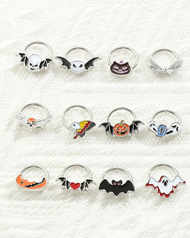 Halloween Gift Hinged Segment Nose Ring Women Ear Rings Nose Piercing Ghost Bat Ear Nose Septum Piercing Body Jewelry