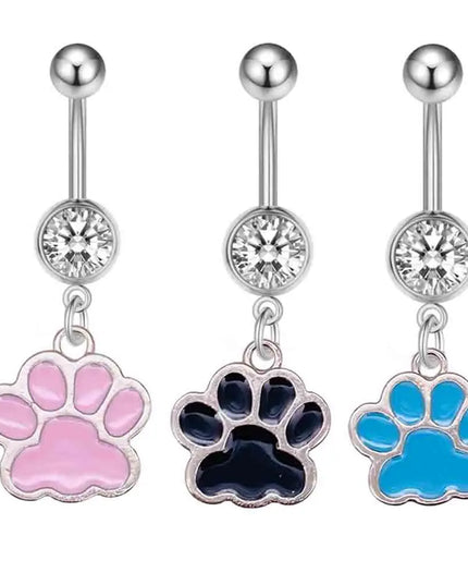 New Stainless Steel Belly Button Ring Blue Pink Cat Scratch Belly Button Nail Body Piercing Jewelry for Women