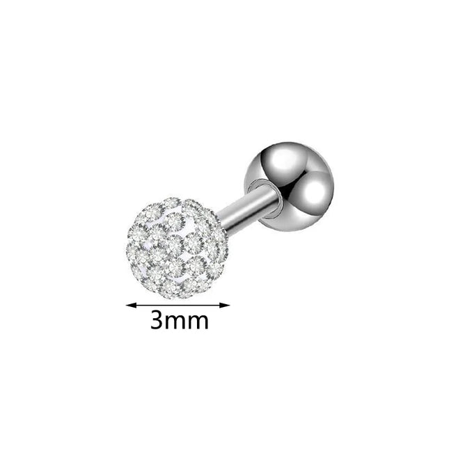 Crystal Ball Earrings Surgical Steel Ear Plugs Eyebrow Piercings Women's Ear Studs Cartilage Tragus Helix Piercing Lip