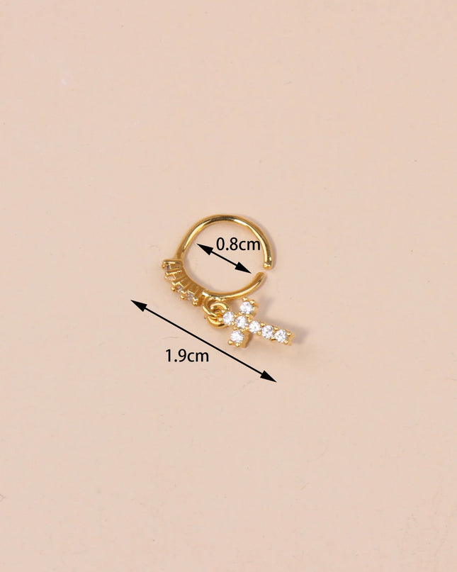 Nose Rings Hoop for Women Men Body Piercing Jewelry Cartilage Earring Nose Dangling CZ Cross Crown Starfish Dangle Nose Ring