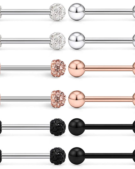 2Pcs 14G Surgical Steel Tongue Ring Nipple Shield Barbell Ring Bar Nipplerings Body Piercing Jewelry for Women Men 14/16/18mm
