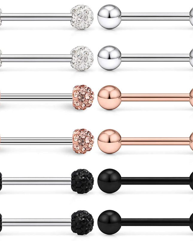 2Pcs 14G Surgical Steel Tongue Ring Nipple Shield Barbell Ring Bar Nipplerings Body Piercing Jewelry for Women Men 14/16/18mm