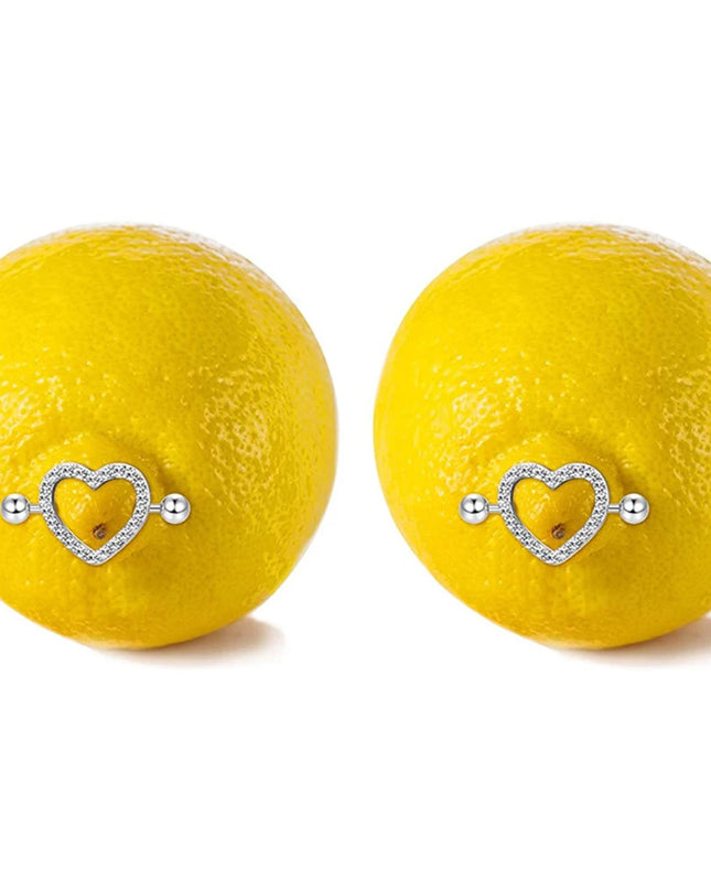 1Pair Heart Shaped Nipple Rings Piercing Jewelry for Women Sexy Clips Stianless Steel Nipple Ring Clamps Pierced Body Jewelry