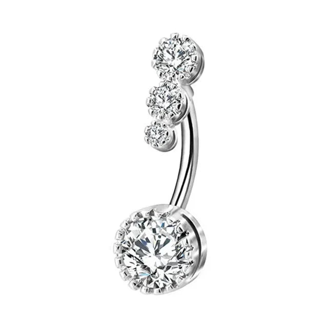 Dainsty Dangled Belly Button Rings Surgical Steel 14G Bar Navel Piercing Ring Crystal CZ Bee Flower Heart Belly Ring Ear Jewelry