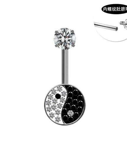 Fashion Crystal Belly Piercing Navel Ring Body Accessories Trigrams Flower Belly Button Piercing Ombligo Studs Jewelry