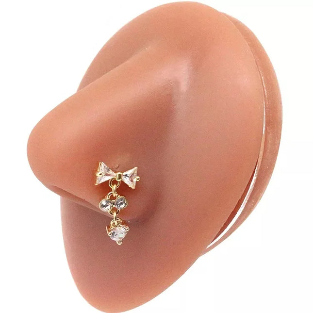 1Pcs Nose Ring for Women Dangle Nose Piercing Stainless Steel Nose Bend Ring Butterfly Dangling Noses Ring Body Piercing Jewelry