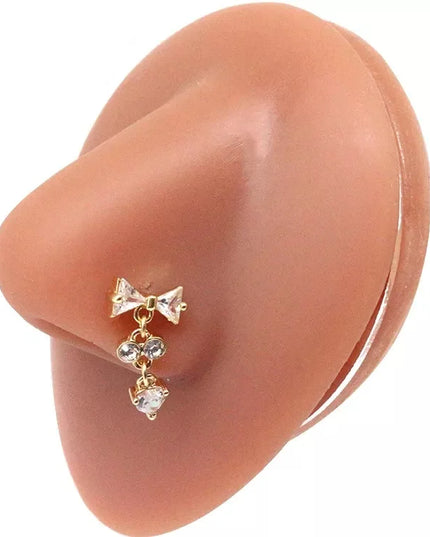 1Pcs Nose Ring for Women Dangle Nose Piercing Stainless Steel Nose Bend Ring Butterfly Dangling Noses Ring Body Piercing Jewelry