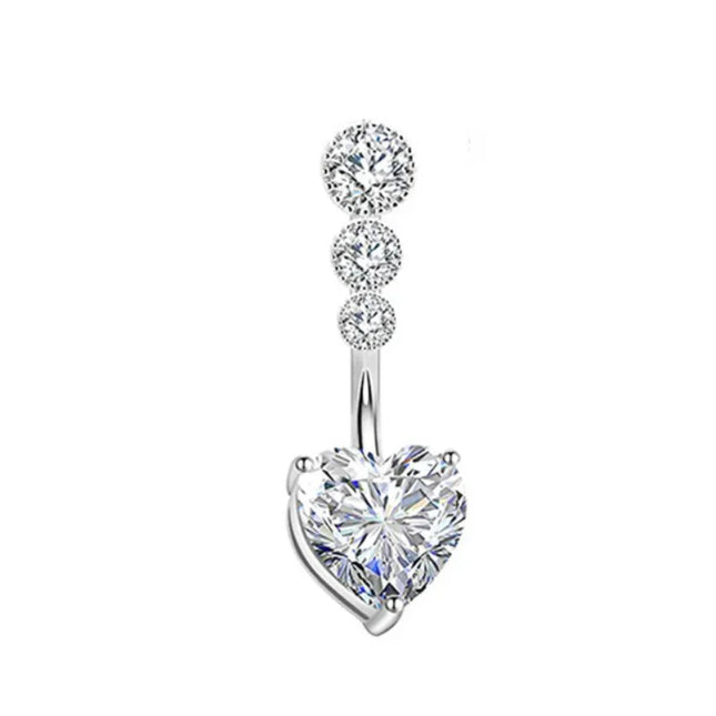 Dainsty Dangled Belly Button Rings Surgical Steel 14G Bar Navel Piercing Ring Crystal CZ Bee Flower Heart Belly Ring Ear Jewelry