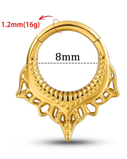 Giga 1PCS Vintage Stainless Steel Nose Rings Hinged Septum Earrings Cartilage Tragus Helix Hoops Body Piercing Jewelry