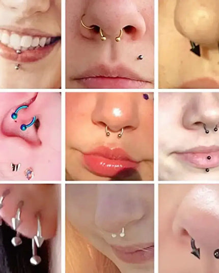 8X 16G 1.2mm Multicolour Septum Horseshoe Nose Ring Steel 3mm Cone Ear Tragus Monroe Lip Stud Body Piercing