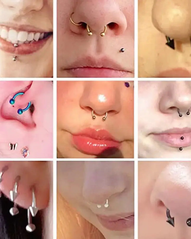8X 16G 1.2mm Multicolour Septum Horseshoe Nose Ring Steel 3mm Cone Ear Tragus Monroe Lip Stud Body Piercing