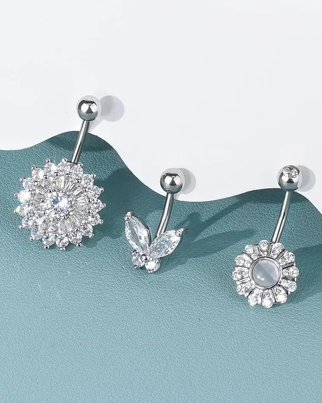  1pc Belly Button Piercing for Women Zircon Moon Butterfly Belly Button Ring Cartilage Navel Earring Jewelry Piercing ombligo