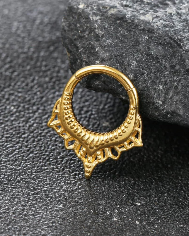Giga 1PCS Vintage Stainless Steel Nose Rings Hinged Septum Earrings Cartilage Tragus Helix Hoops Body Piercing Jewelry