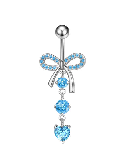 Surgical Steel Belly Piercing Jewelry Bow Dangle Belly Button Rings for Women CZ Navel Rings Body Jewelry