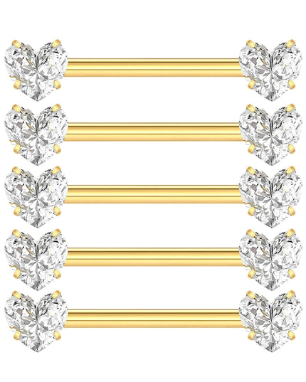 1/5PCS Titanium 14G Nipple Piercing Jewelry Crystal CZ Nipple Rings For Women Girls Heart Zircon Nipple Barbells Mamilo Piercing