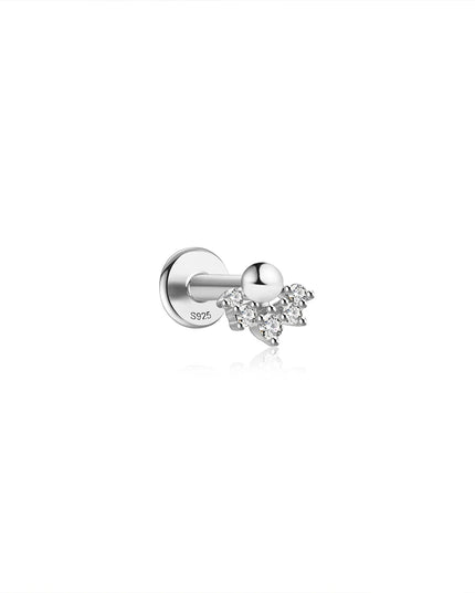 CANNER 1PC 925 Sterling Silver Flat Bottom Piercing Earring for Women Exquisite Crown Ear Studs Cartilage Earring Fine Jewelry