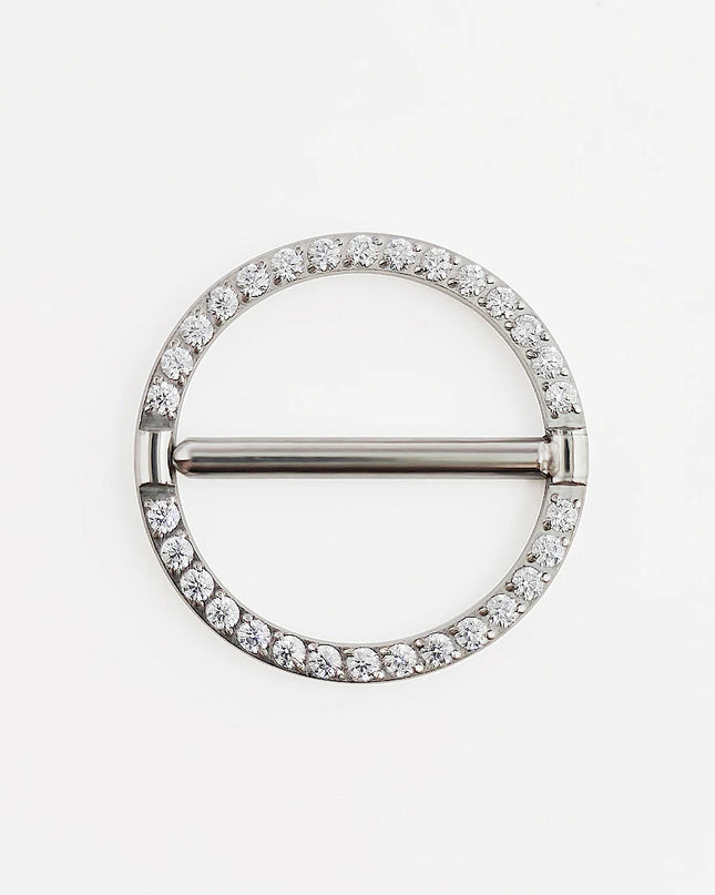 F136 Titanium Nipple Piercing Jewelry 14G Zircon Nasal Septum Ring Clicker ZC Round Nipple Ring Women and Men Girls Body Jewelry