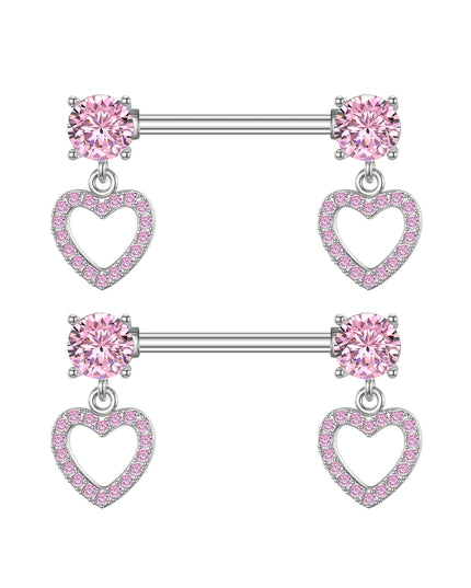 A Pair Cute Heart Dangled Nipple Piercings Barbell for Women Pink Color Moon Butterfly Shaped Sexy Nipple Rings Shield Bar Sets