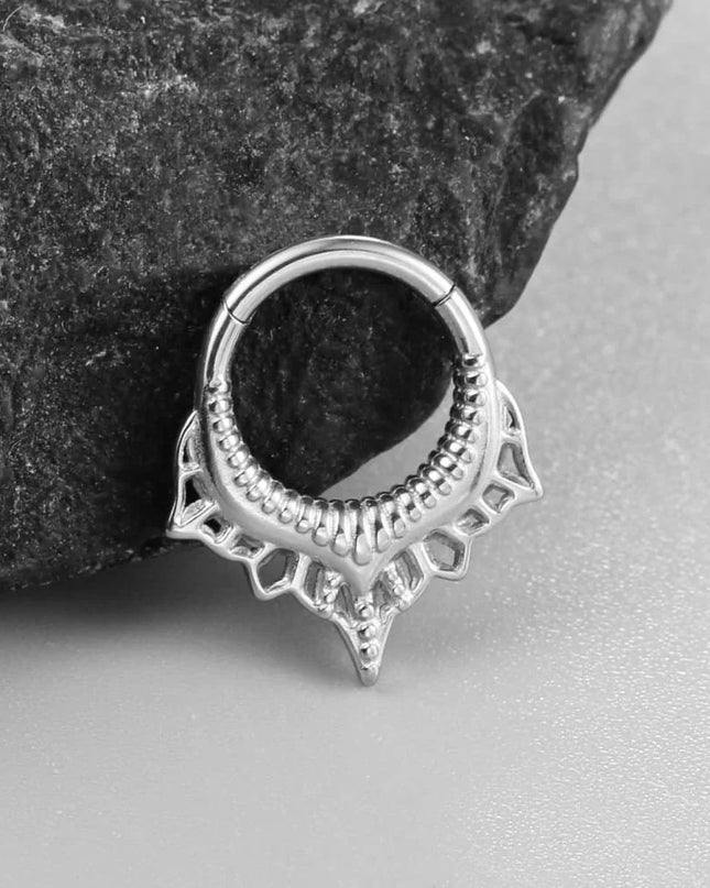 Giga 1PCS Vintage Stainless Steel Nose Rings Hinged Septum Earrings Cartilage Tragus Helix Hoops Body Piercing Jewelry