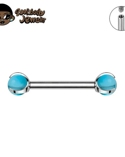 ASTM F136 Titanium Nipple Piercing 14G Internally Threaded Straight Barbell with Crystal Tongue Ring Nipple Industrial Piercing