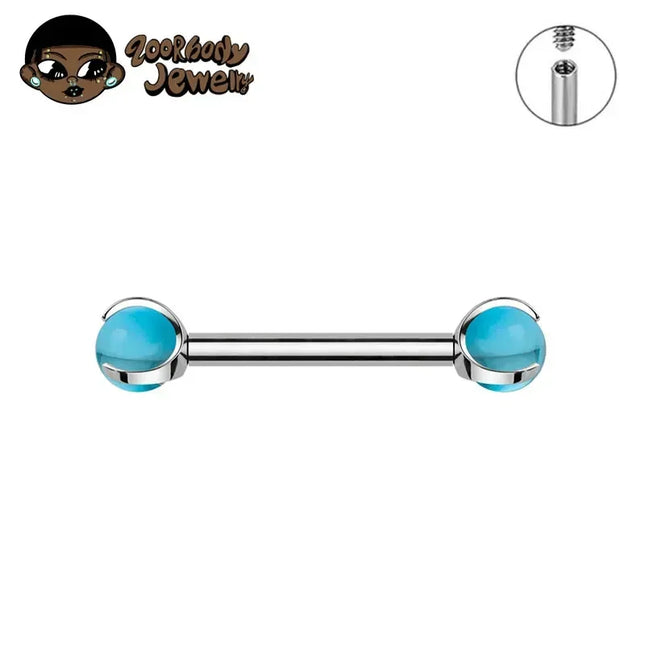 ASTM F136 Titanium Nipple Piercing 14G Internally Threaded Straight Barbell with Crystal Tongue Ring Nipple Industrial Piercing