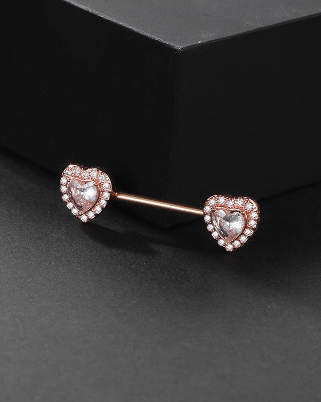 1PC Surgical Steel CZ Nipple Rings Piercing 14G Paved Zircon Heart Nipple Shield Rings Sexy Nipple Mamilo Piercing Women Jewelry