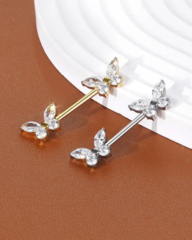 1Pc G23 Titanium Nipple Ring Straight Barbell Piercing Zircon Internally Threaded Nipple Bars Piercing Ring Women Body Jewelry