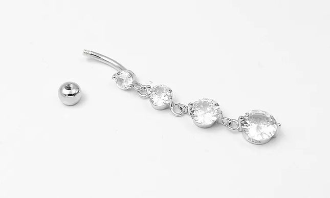 925 sterling silver Dangle Belly Button Rings for Women Fashion CZ Belly Ring Dangling navel piercing jewelry