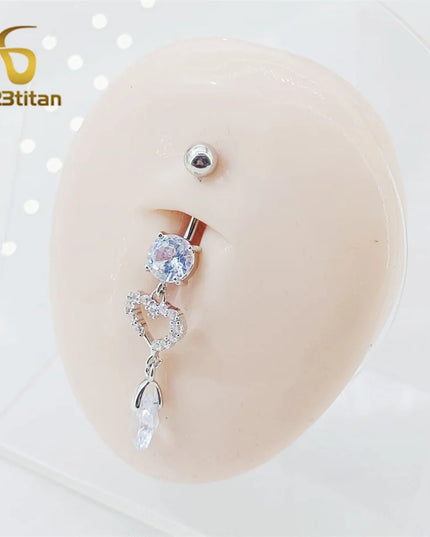 Long Belly Button Rings for Women 14G Titanium Bar Butterfly Heart Charms Dangle Navel Piercing Jewelry Beach Sexy Accessories