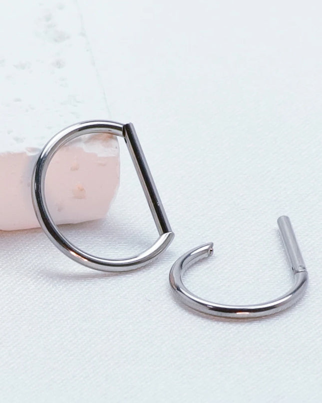 Septum Piercing Nose Ring F136 Titanium D Shape Segment Ring Clicke Jewelry CZ Nose Earrings Lip for Women Half Ring Cartilage