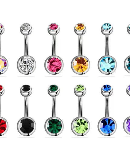 14G Belly Button Piercing Ring, Surgical Steel CZ Crystal Gem Internally Threaded Belly Button Ring Piercing Jewelry