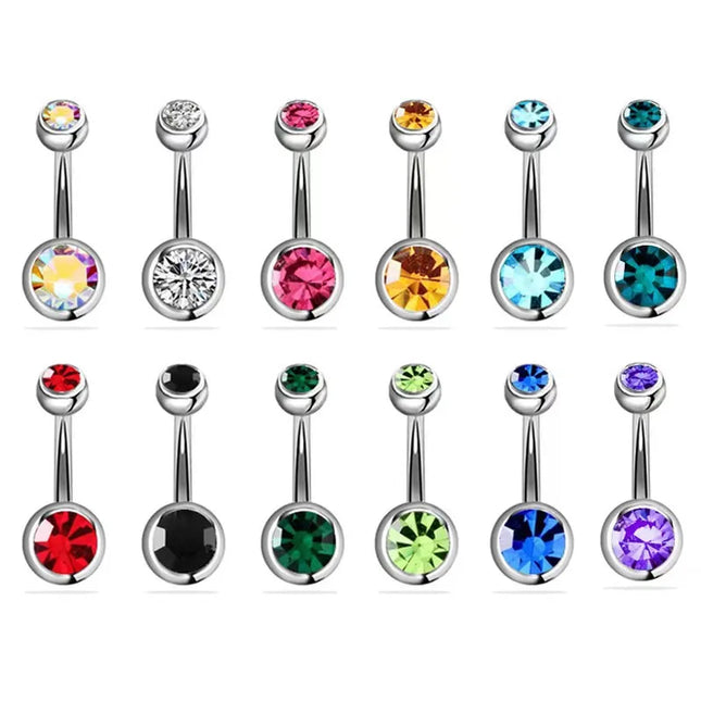 14G Belly Button Piercing Ring, Surgical Steel CZ Crystal Gem Internally Threaded Belly Button Ring Piercing Jewelry