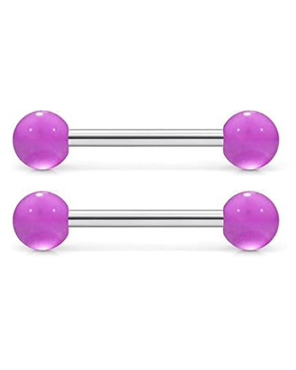 48 Pcs/2 Pcs Nipple Ring Tongue Ring Surgical Steel Straight 14G Barbell Piercing Jewelry 12MM 14MM 16MM Women's and Men's Glow