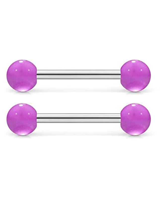 48 Pcs/2 Pcs Nipple Ring Tongue Ring Surgical Steel Straight 14G Barbell Piercing Jewelry 12MM 14MM 16MM Women's and Men's Glow