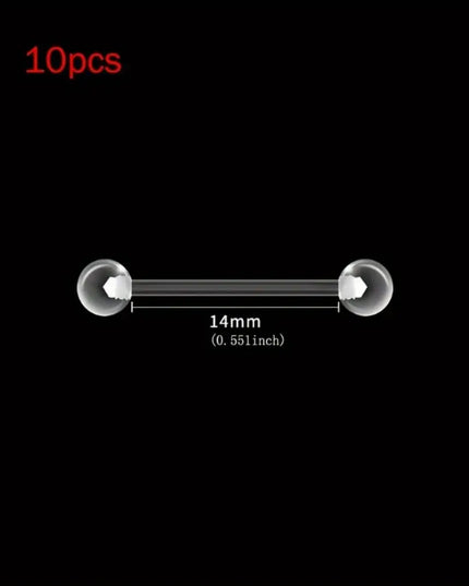 10pcs 12-38mm Clear Acrylic Barbell Piercing For Nipple Rings Tongue Industrial Stud Earrings Anti-allergy Jewelry Y2K