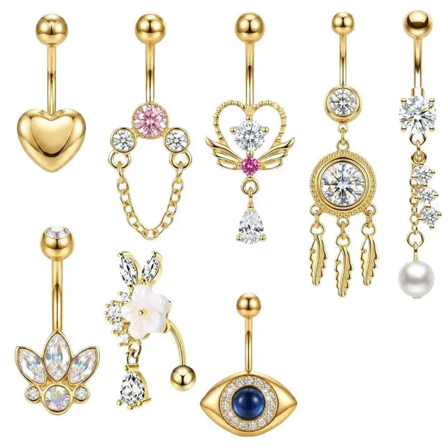 Crystal Pendant Belly Button Ring For Women Star Zircon Navel Ring Jewelry Pentagram Belly Ring Sexy Body Piercing Jewelry