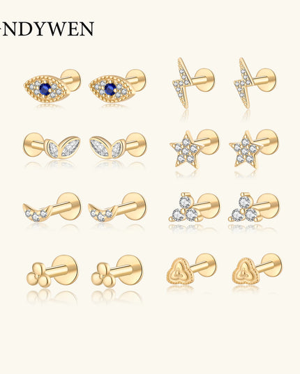 ANDYWEN 925 Sterling Silver 6mm Proud Milky Way  Queen Flash Baby Angel Piercing Screw Pendientes Stud Earring Women Clips Jewel