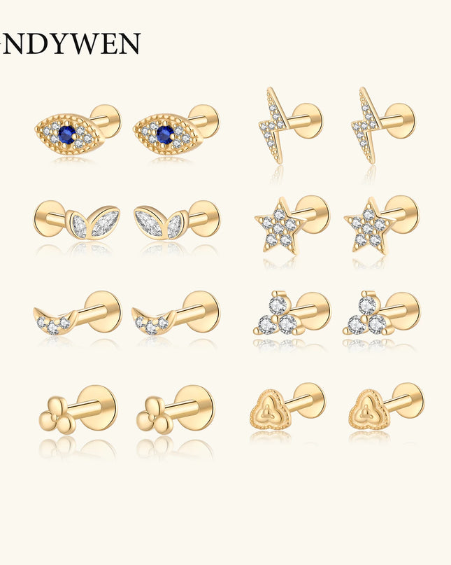 ANDYWEN 925 Sterling Silver 6mm Proud Milky Way  Queen Flash Baby Angel Piercing Screw Pendientes Stud Earring Women Clips Jewel