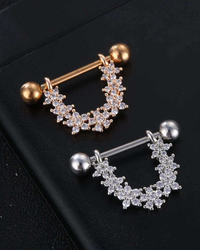 Sexy Nipple Ring Stainless Steel Zircon U Shape Barbell Nipple Studs Piercing Helix Piercing Body Papillary nail Jewelry