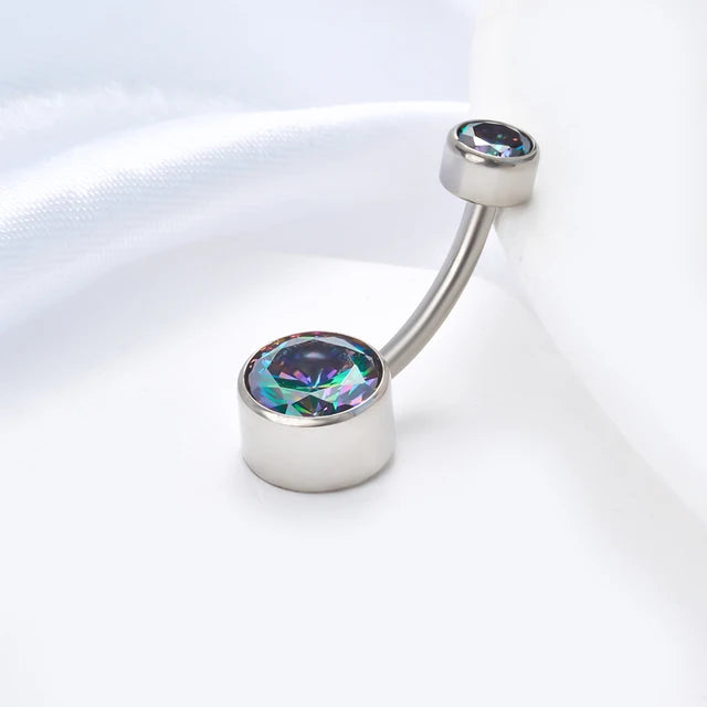 Belly Piercing Button Rings G23 Titanium Astm F136 14g Body Jewelry Internally Threaded Navel Ring Zirconia Earrings Zircon